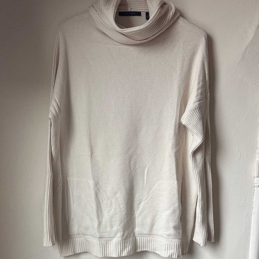 Women's Cream cowl neck tunic Sweater